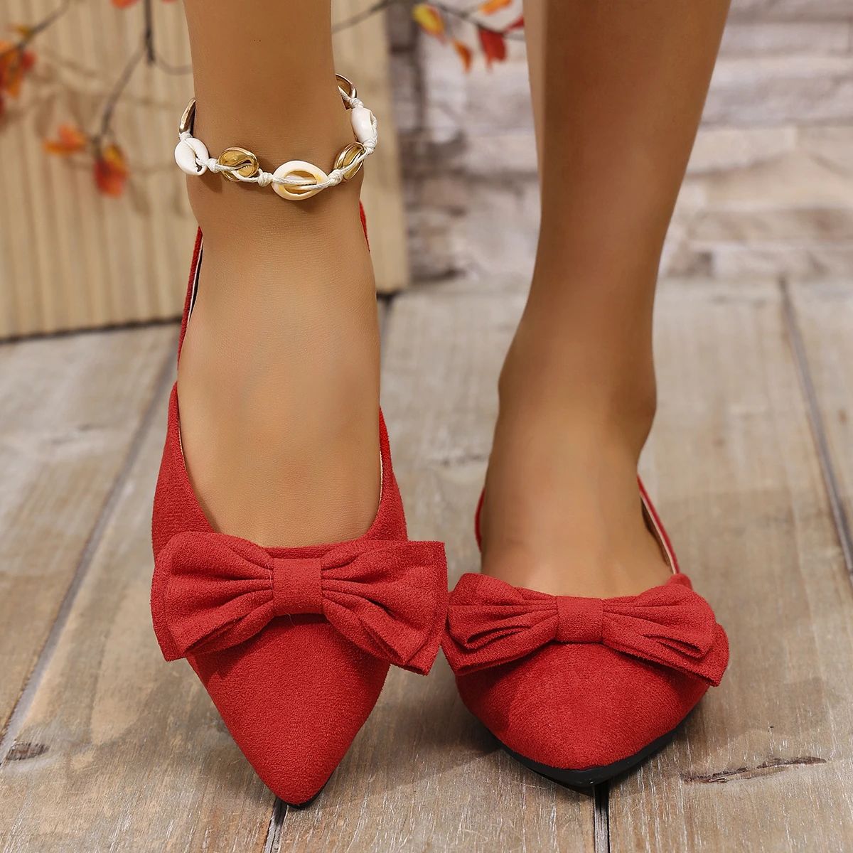 Sweet Pointed-Toe Bowknot Sandals with Flat Comfort Soles
