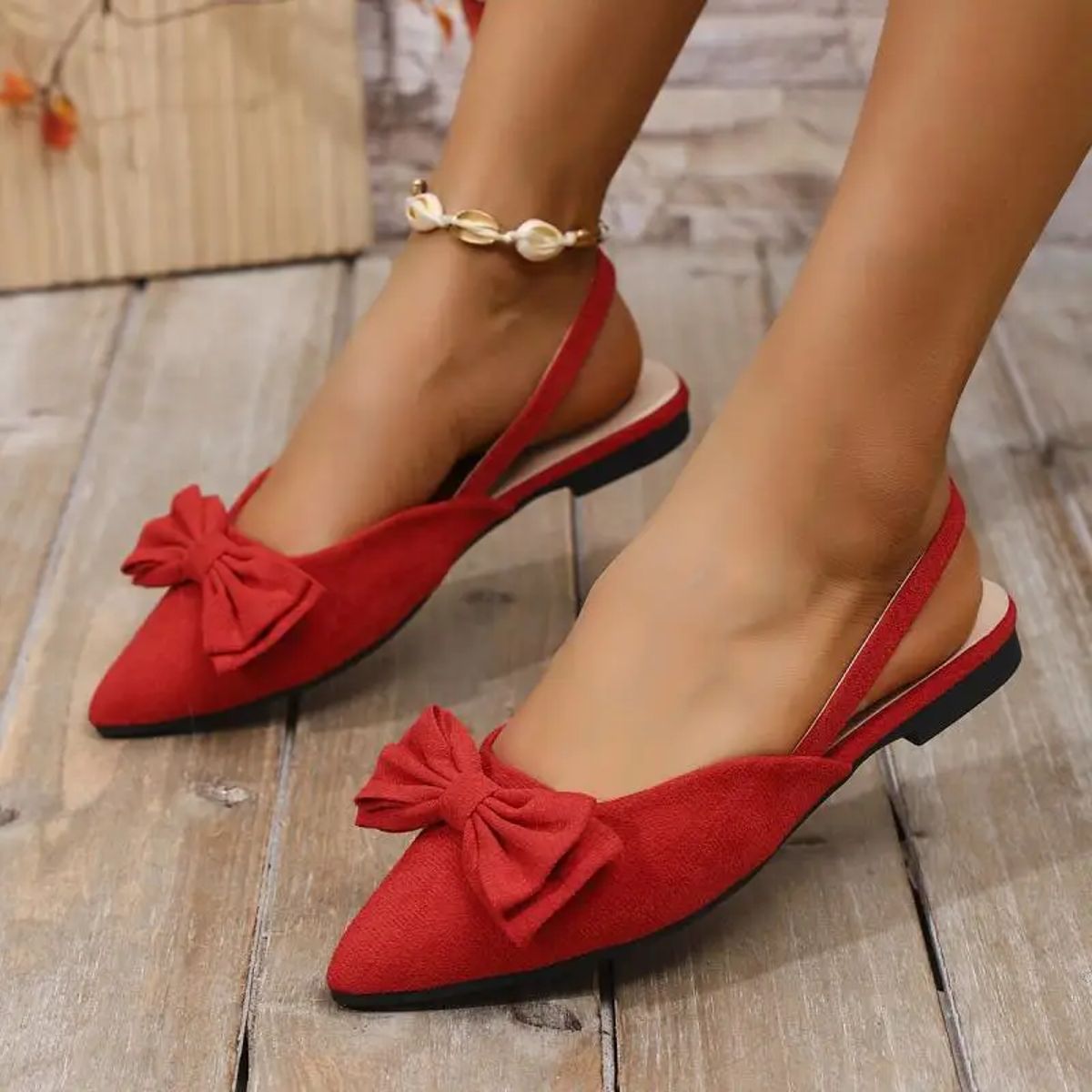 Sweet Pointed-Toe Bowknot Sandals with Flat Comfort Soles