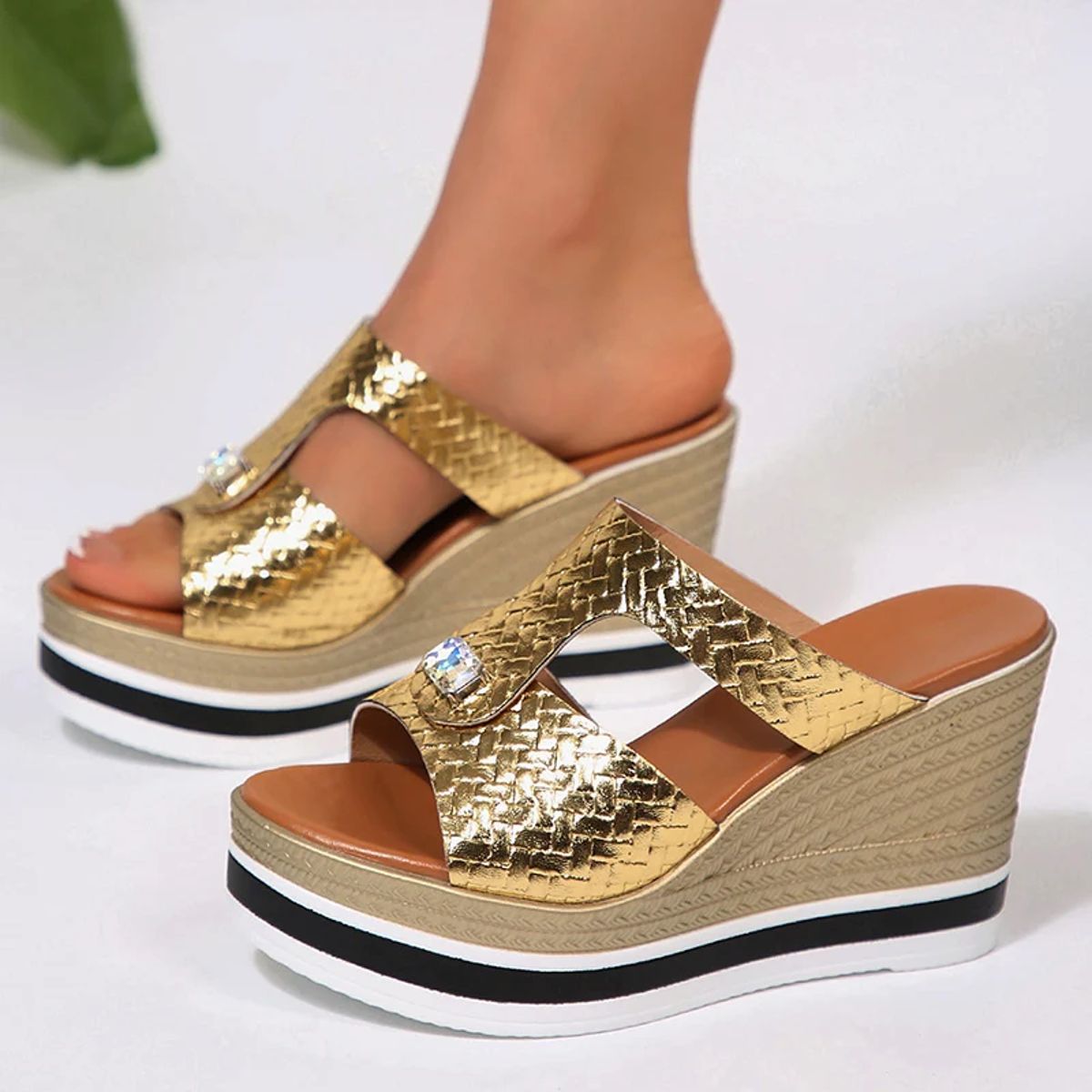 Elegant Chunky Platform Wedge Sandals with Open Peep Toe