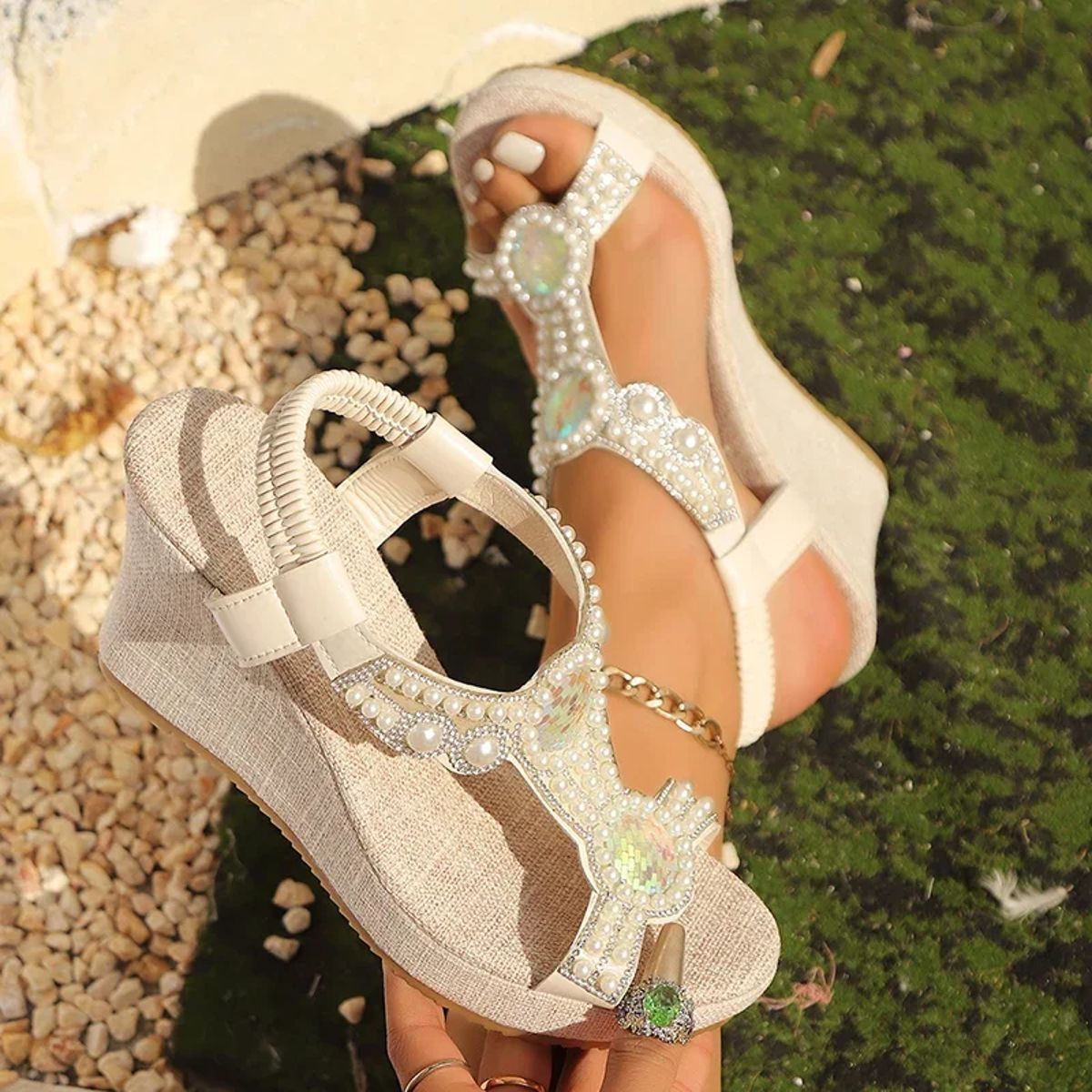 Stylish Ankle Strap Wedge Sandals with Platform Comfort Rimocy - Women's Wedge Sandals 1