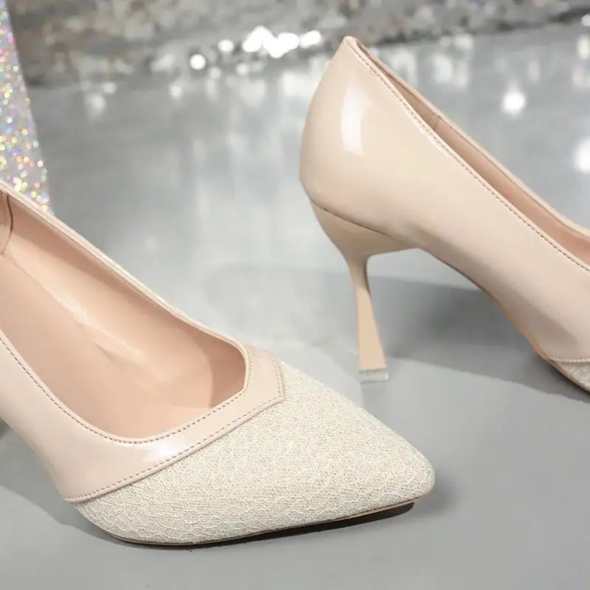 Elegant Glitter Pointed Toe Pumps with Super High Stiletto Heels