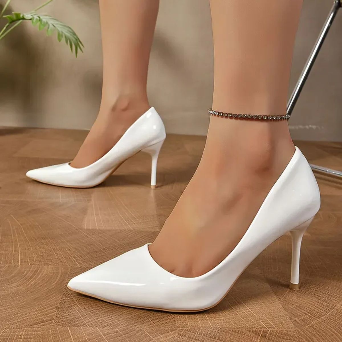 Elegant Pointed Toe Patent Leather Pumps with Thin Heels