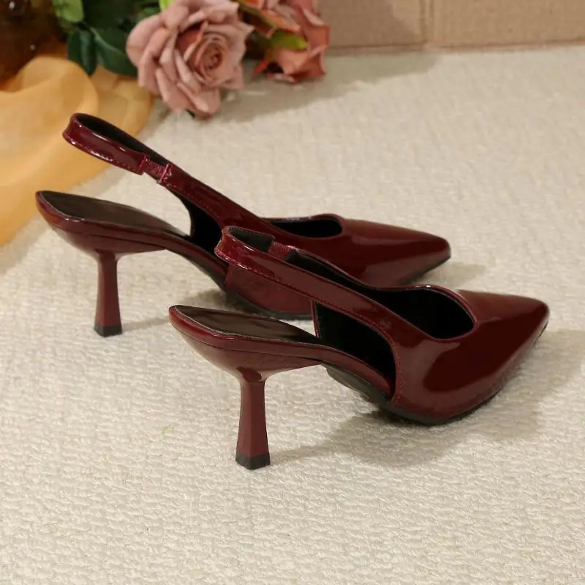 Classic Pointed Toe Slingback Pumps with High Spike Heels