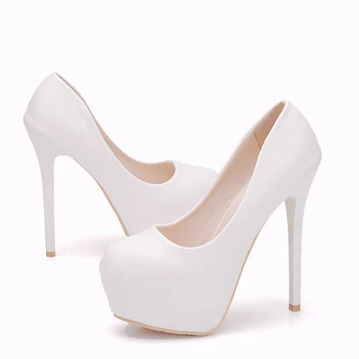 Elegant Platform Round Toe Pumps with Thin High Heels