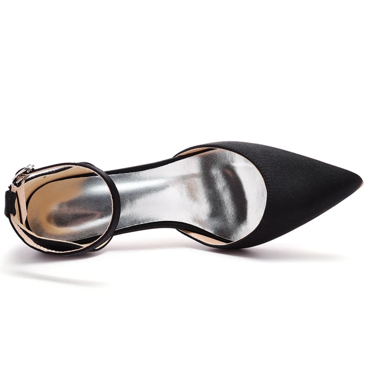 Elegant Silk Pointed Toe Bridal Pumps with Ankle Strap