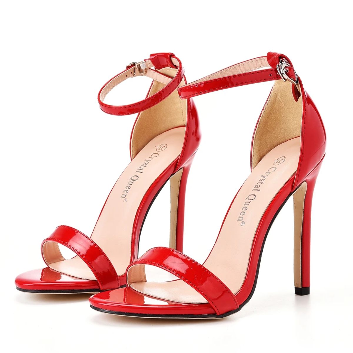 Elegant Patent Leather High Heel Ankle Strap Party Sandals