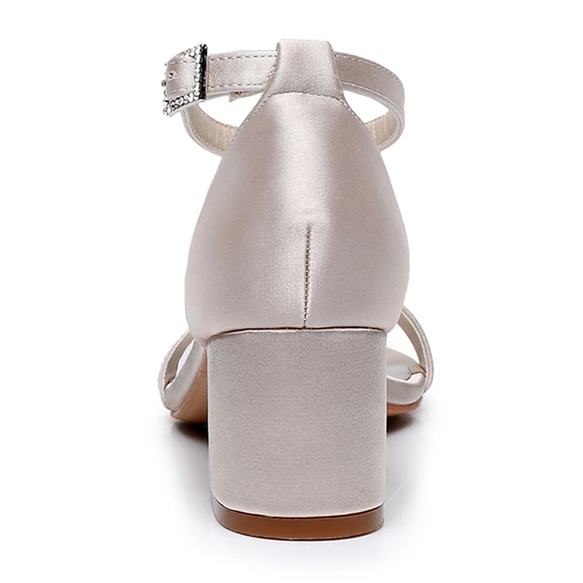 Elegant Silk Square Heel Women’s Buckle Strap Evening Sandals Crystal Queen - Women's High-Heel Sandals 4