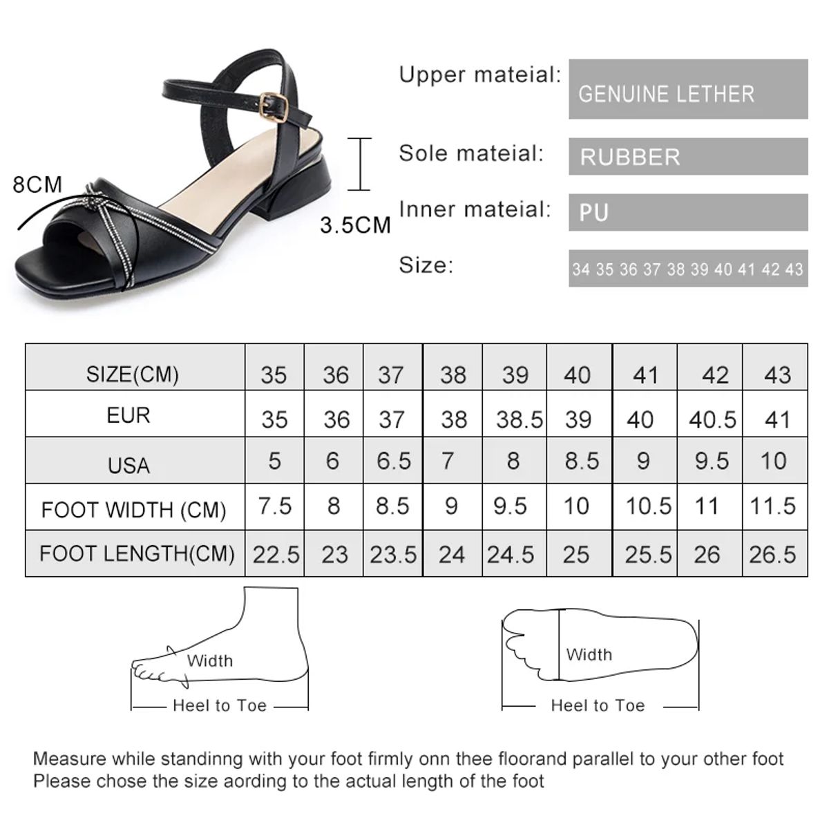 Genuine Leather Gladiator Sandals with Square Heel for Women Genuine Leather Gladiator Sandals with Square Heel for Women