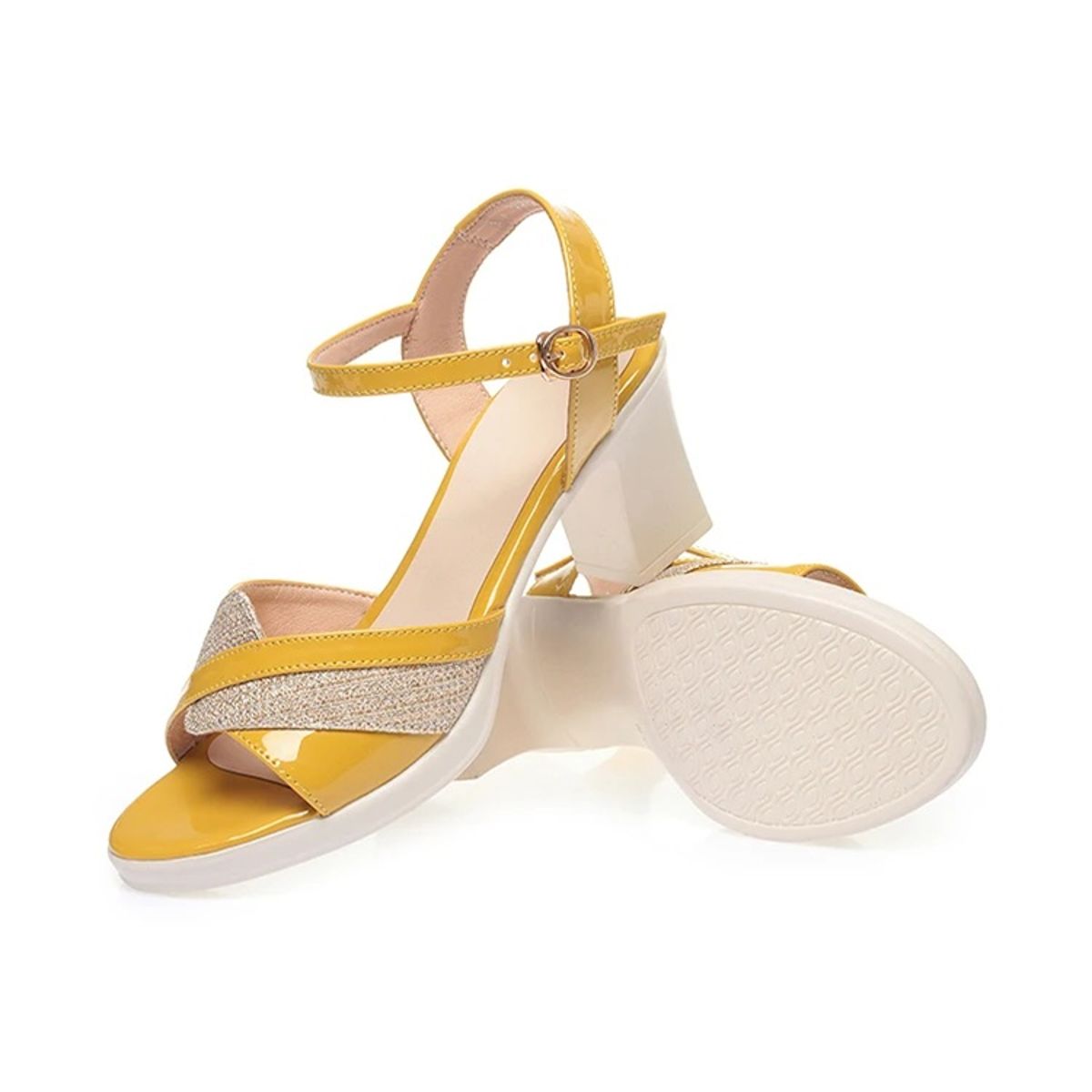 Elegant Patent Leather High Heel Sandals for Women Elegant Patent Leather High Heel Sandals for Women
