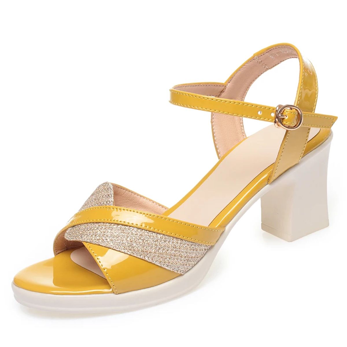 Elegant Patent Leather High Heel Sandals for Women Elegant Patent Leather High Heel Sandals for Women