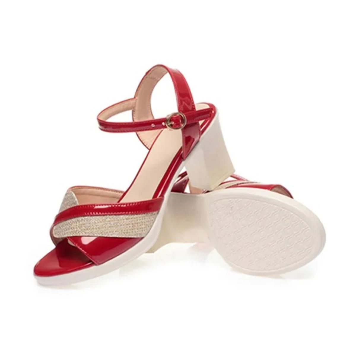 Elegant Patent Leather High Heel Sandals with Open Toe Design