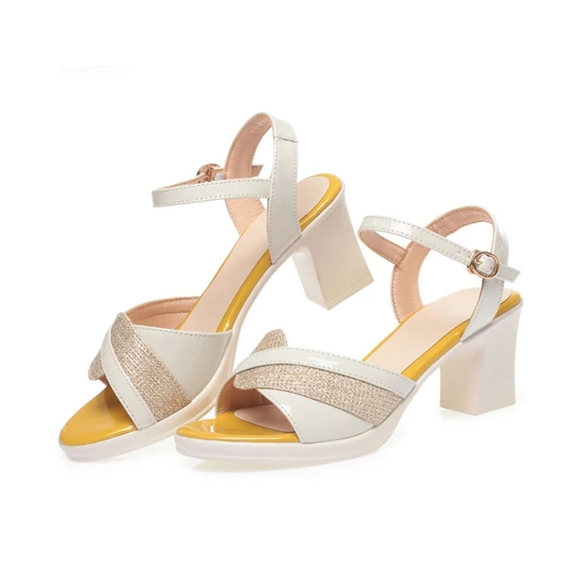Elegant Patent Leather High Heel Sandals with Open Toe Design