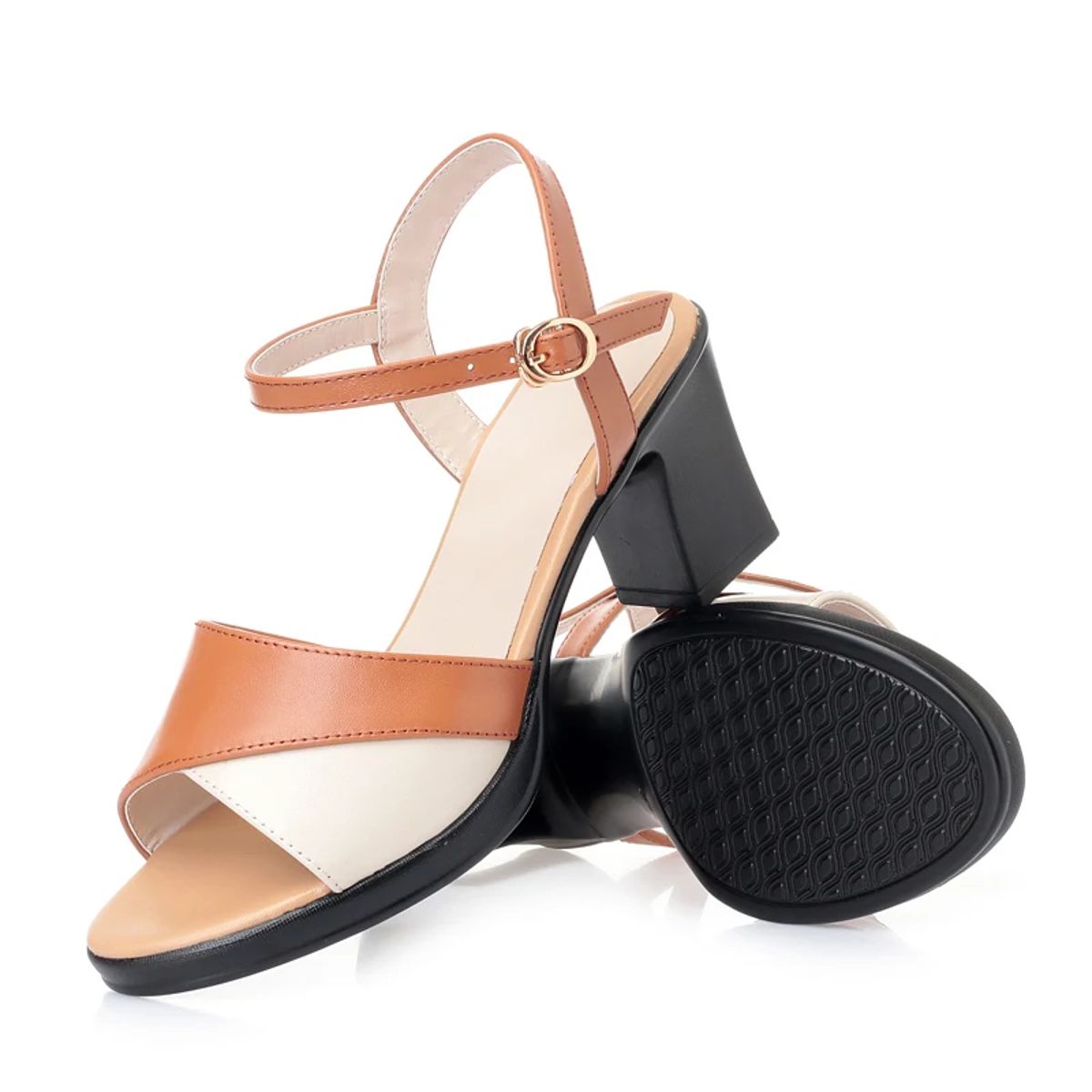 Elegant Summer Roman Sandals with Color Block High Heels