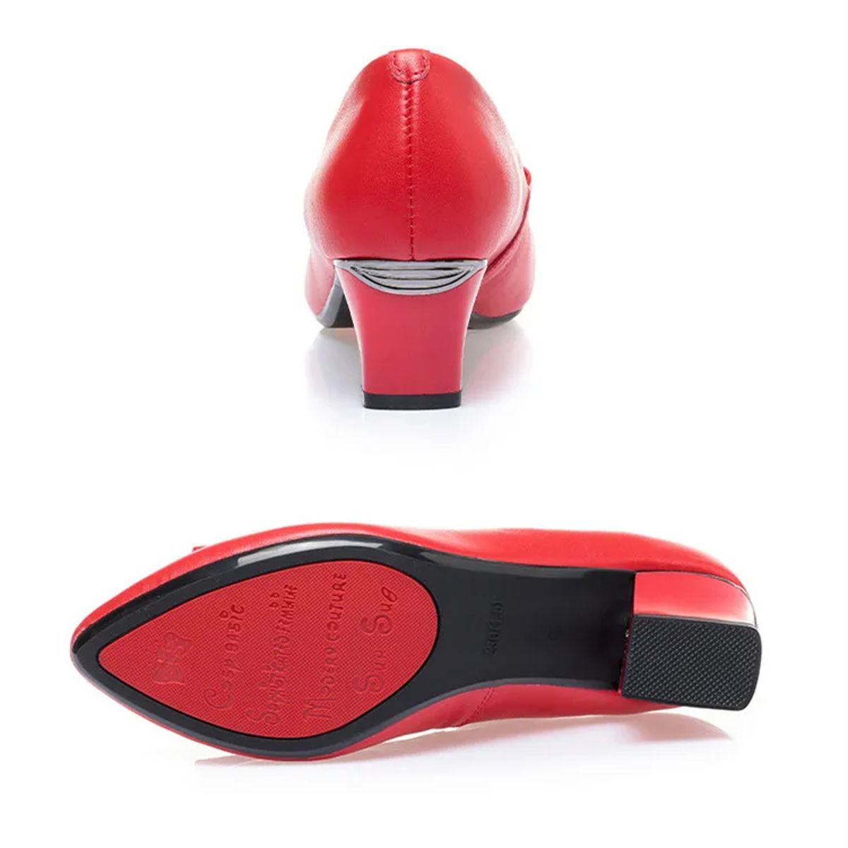 Elegant Women's Mid-Heel Pointed Toe Genuine Leather Pumps