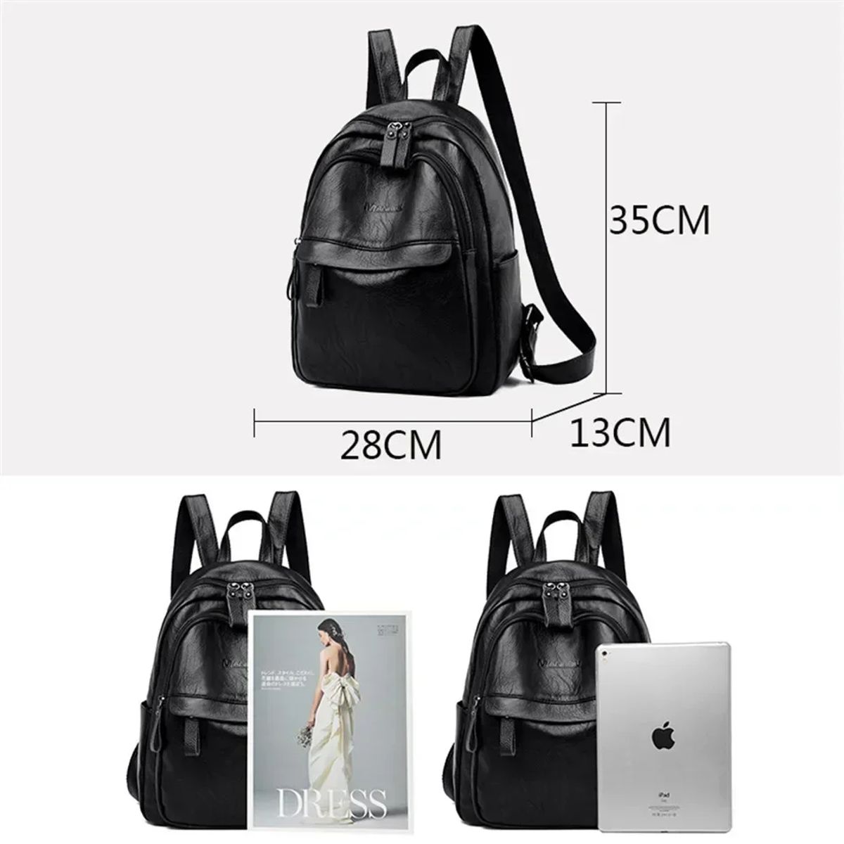 Stylish Women’s Leather Backpack with Large Capacity and Compartments