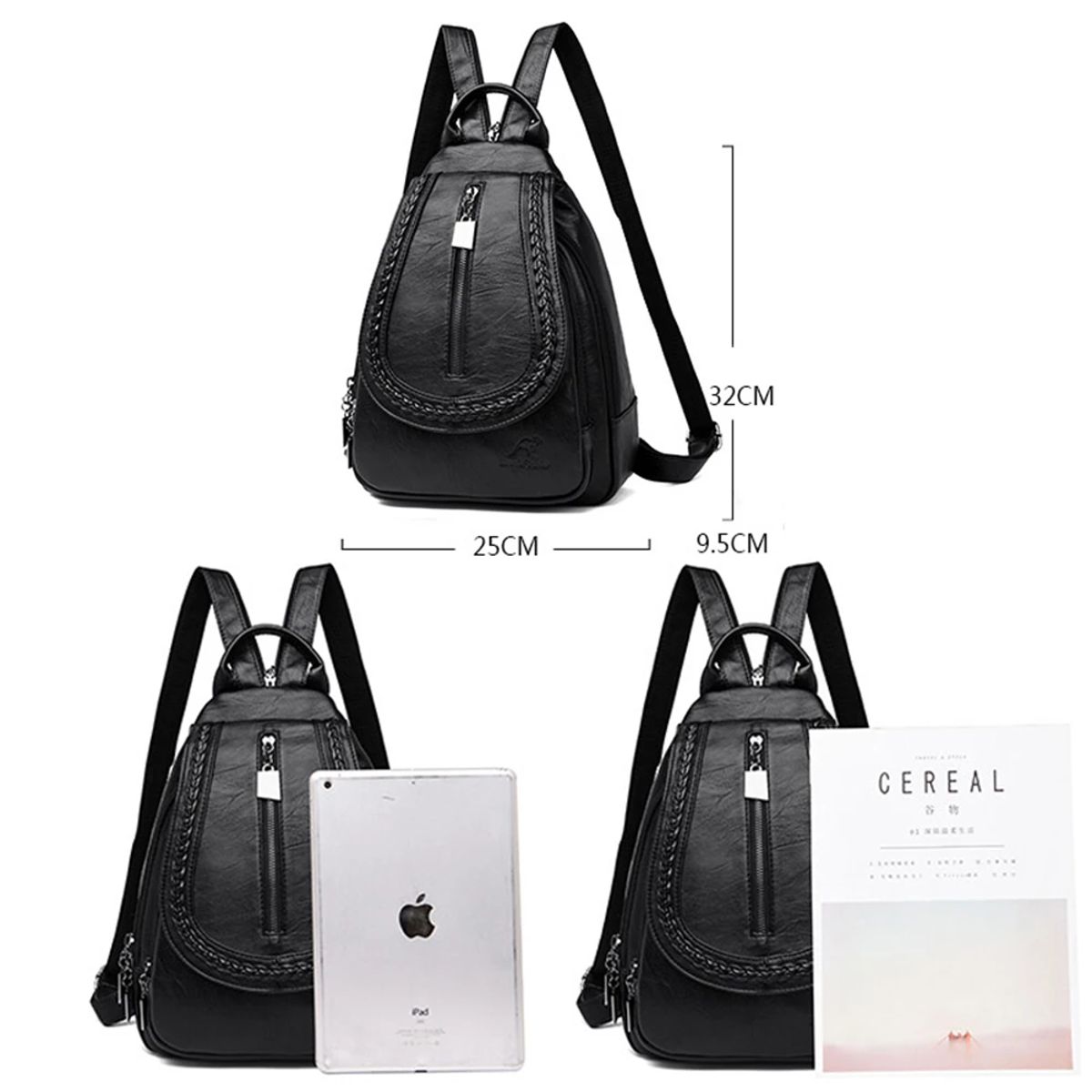 Vintage Soft Leather Backpack with Crossbody and Shoulder Straps Vintage Soft Leather Backpack with Crossbody and Shoulder Straps