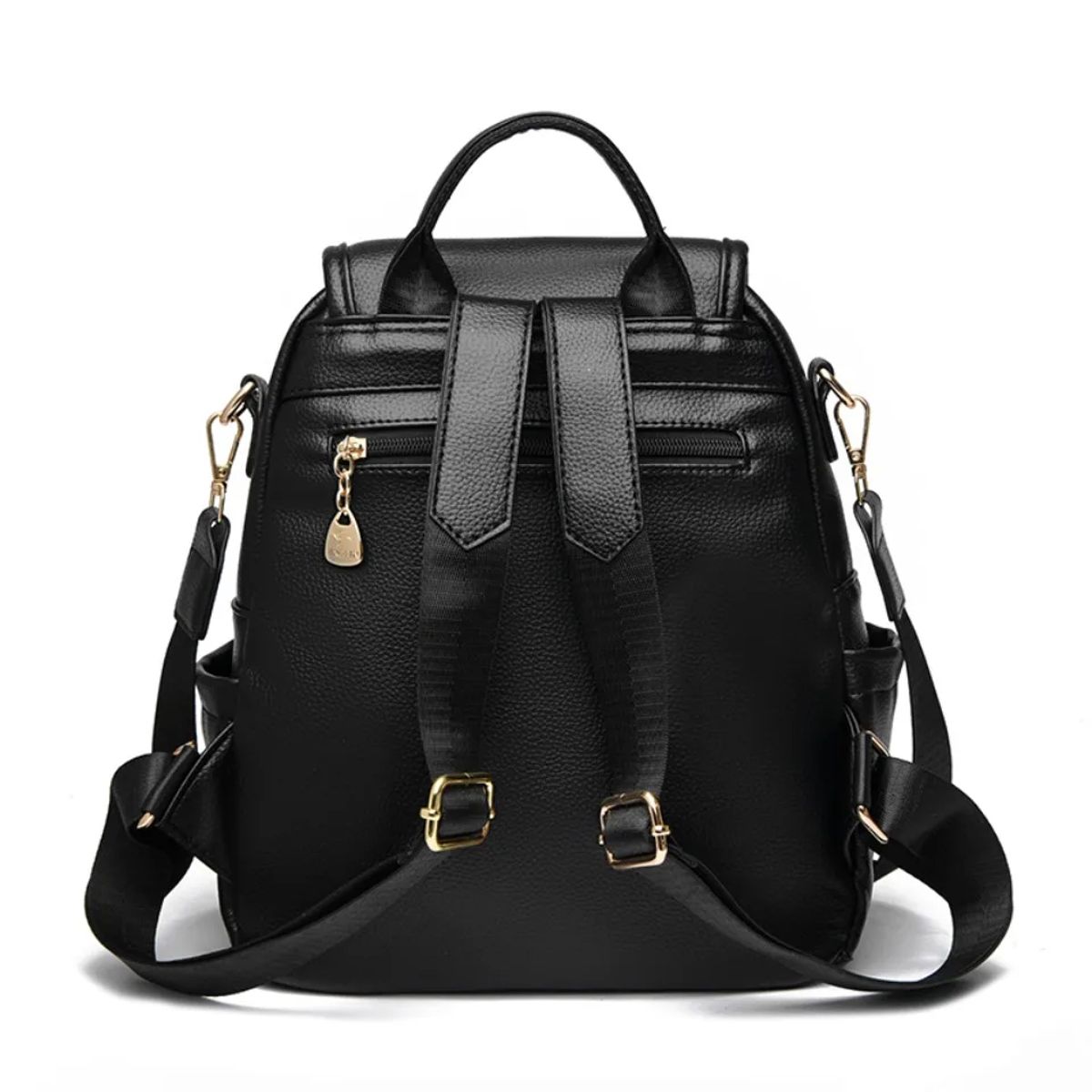 Elegant Leather Women’s Backpack with Wide Strap and Large Capacity