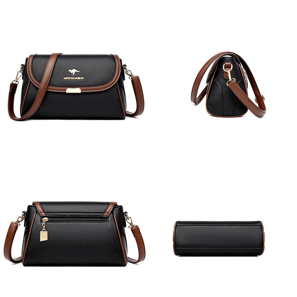 Elegant Leather Small Crossbody Bag with Adjustable Shoulder Strap