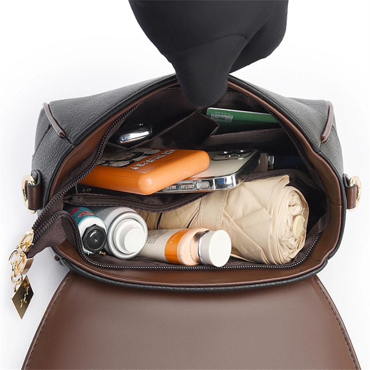 Elegant Leather Small Crossbody Bag with Adjustable Shoulder Strap