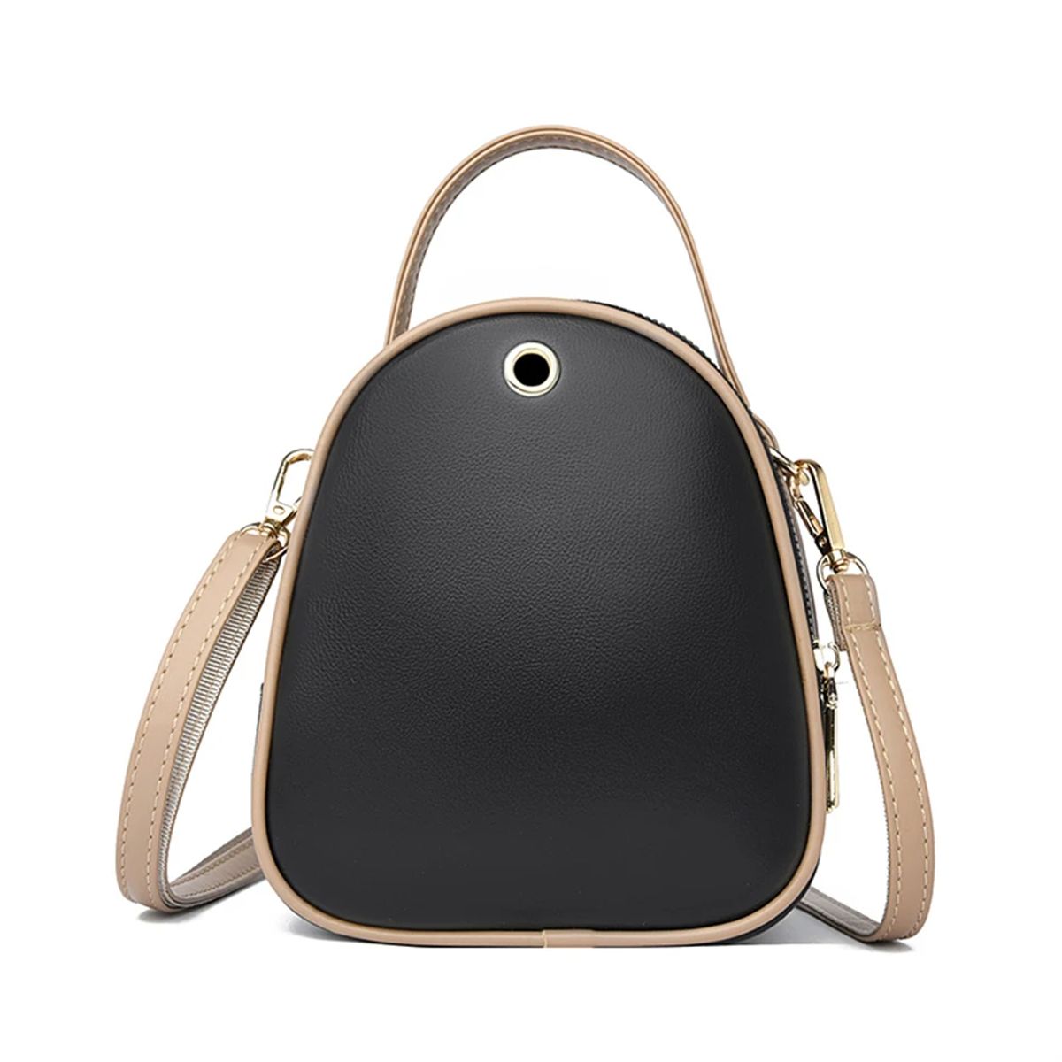 Elegant Multi-Layer Leather Crossbody Bag with Top Handle