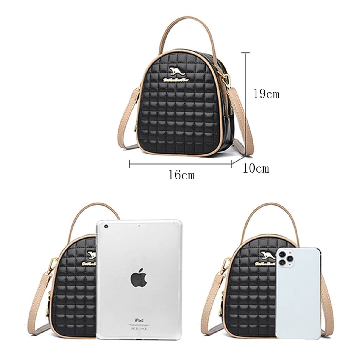 Elegant Multi-Layer Leather Crossbody Bag with Top Handle