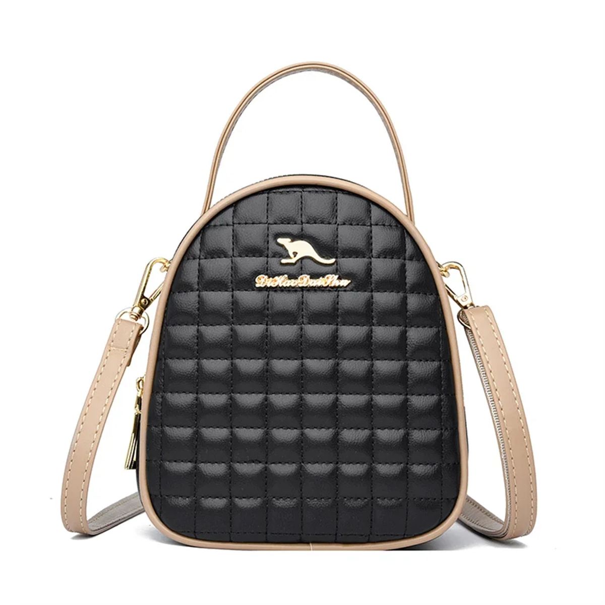 Elegant Multi-Layer Leather Crossbody Bag with Top Handle