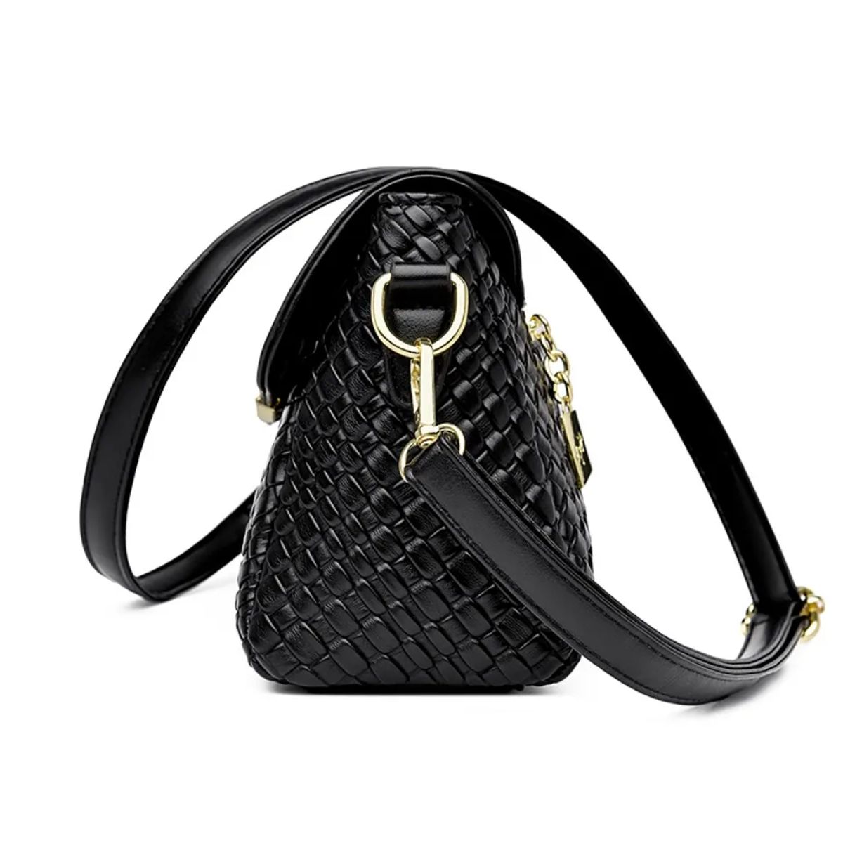 Luxury PU Leather Knitted Shoulder Crossbody Bag for Women