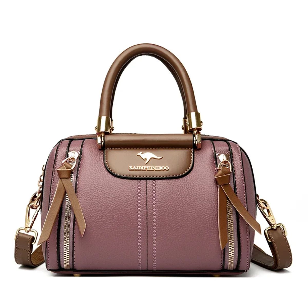 Elegant Soft Leather Boston Handbag with Versatile Design