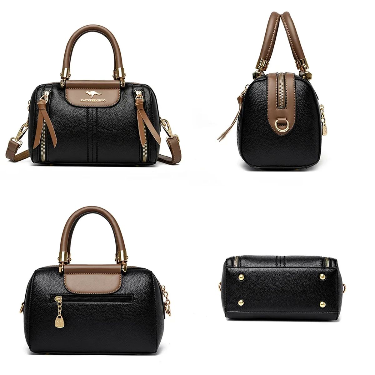 Elegant Soft Leather Boston Handbag with Versatile Design