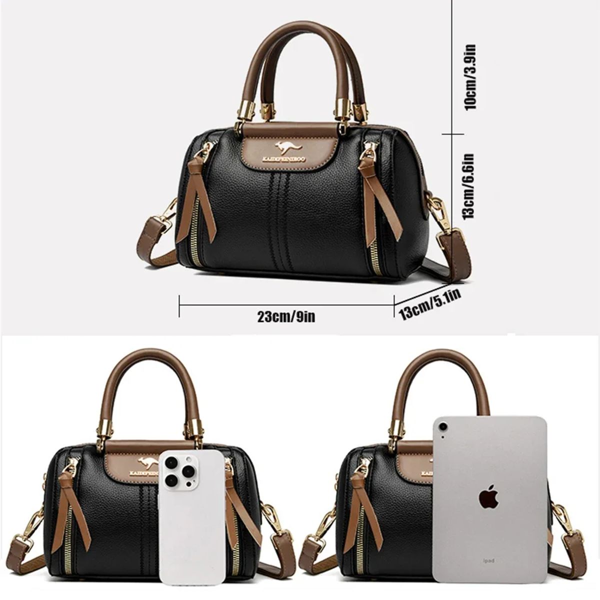 Elegant Soft Leather Boston Handbag with Versatile Design
