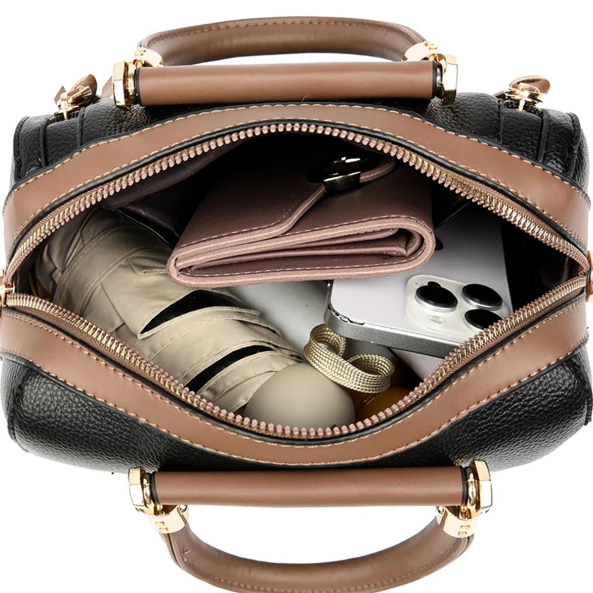 Elegant Soft Leather Boston Handbag with Versatile Design