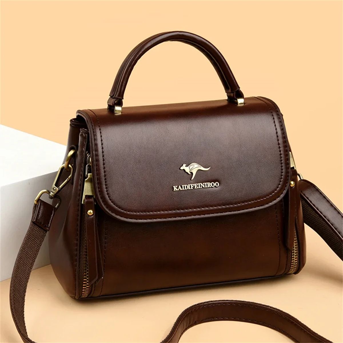 Elegant Soft Leather Handbag with Top Handle and Shoulder Strap Elegant Soft Leather Handbag with Top Handle and Shoulder Strap