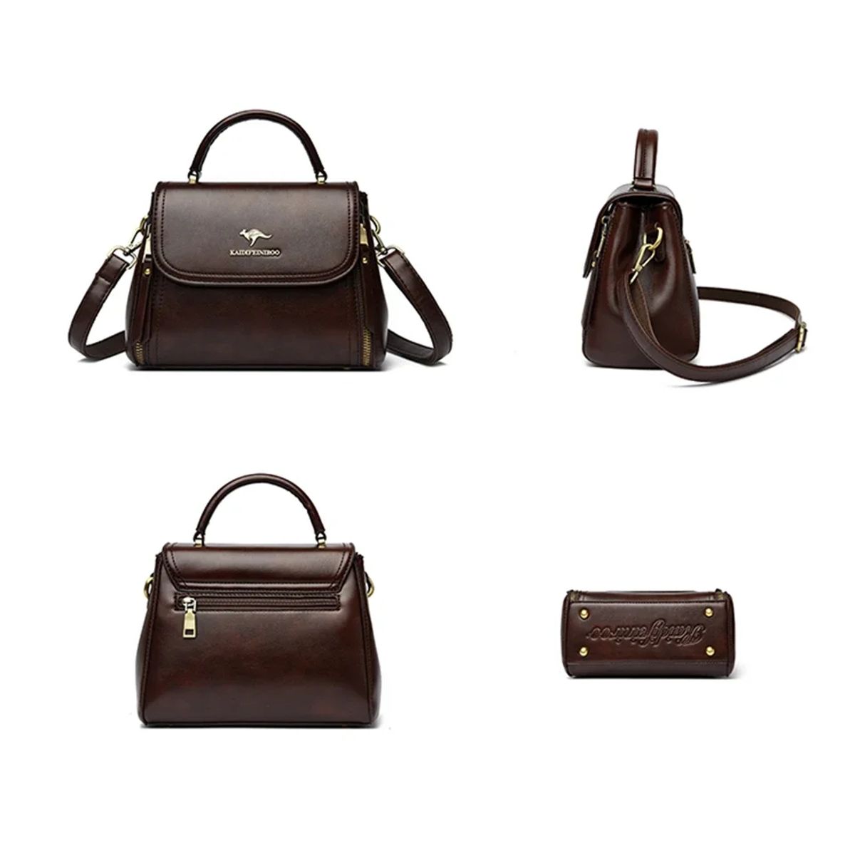 Elegant Soft Leather Handbag with Top Handle and Shoulder Strap Elegant Soft Leather Handbag with Top Handle and Shoulder Strap