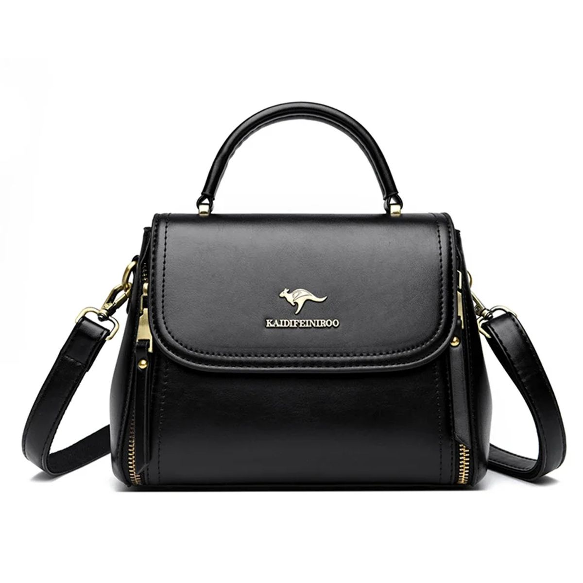 Elegant Soft Leather Handbag with Top Handle and Shoulder Strap