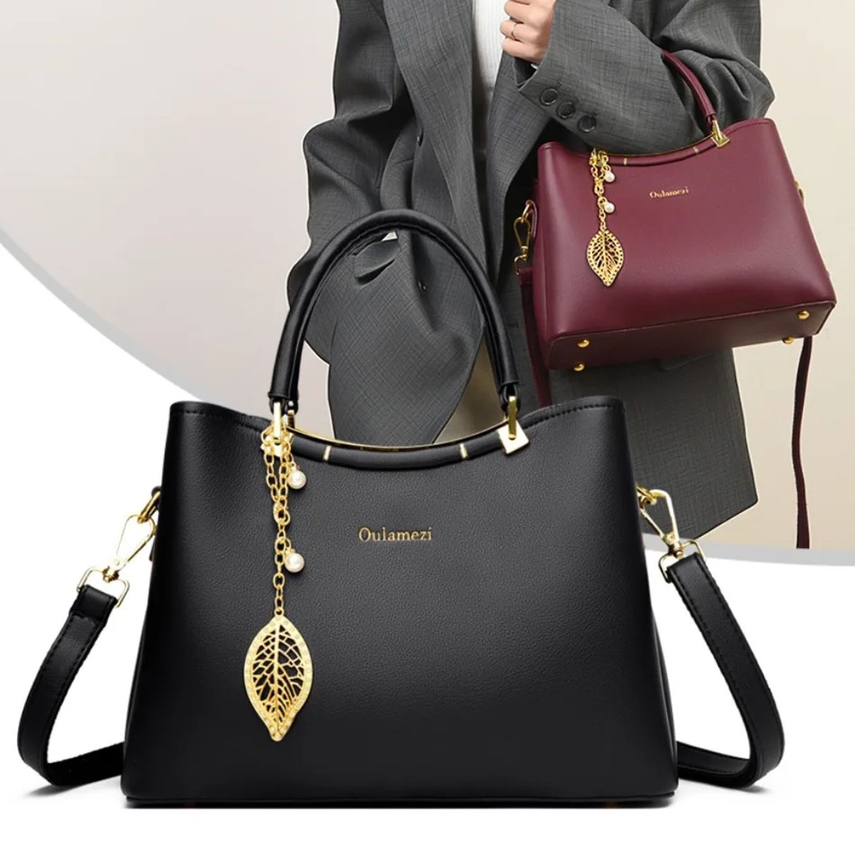 Elegant Leather Women’s Handbag with Top Handle and Crossbody Elegant Leather Women’s Handbag with Top Handle and Crossbody