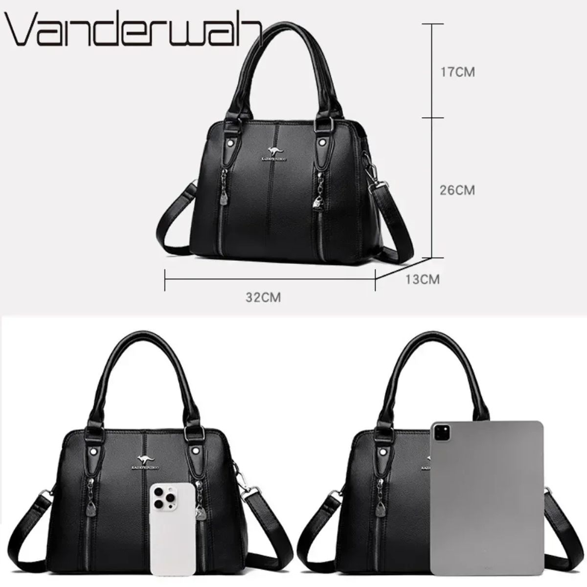 Elegant Leather Handbag Women Casual Crossbody Shoulder Bag Vanderwah - Women's Handbags 4