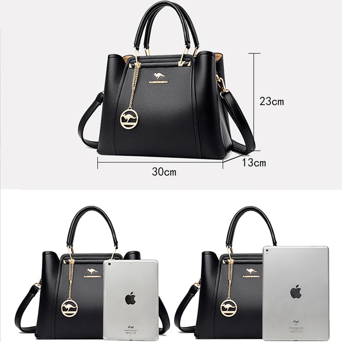 Luxury Women's Three-Layer Large Capacity Leather Handbag
