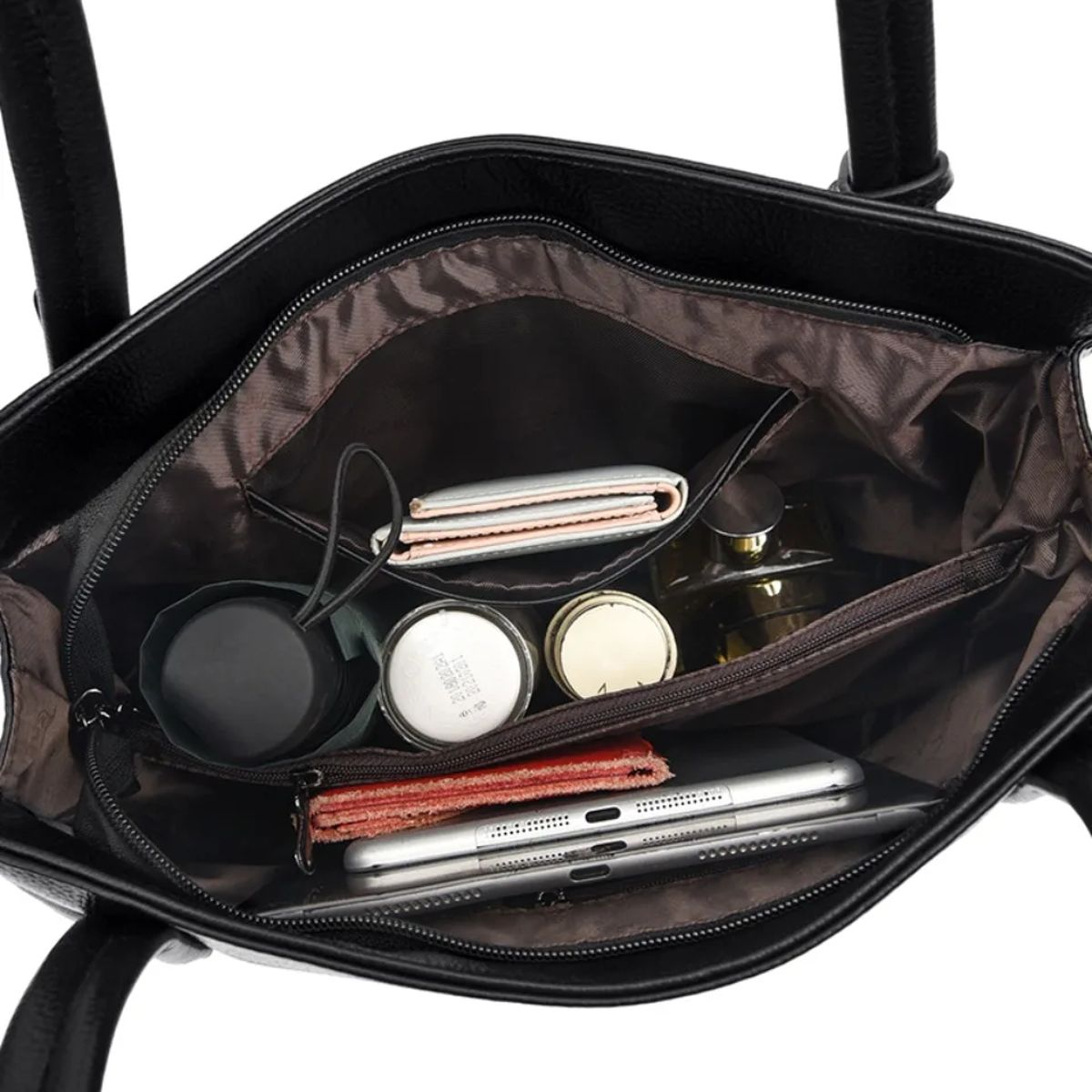 Elegant PU Leather Shoulder Tote with Top Handle Design