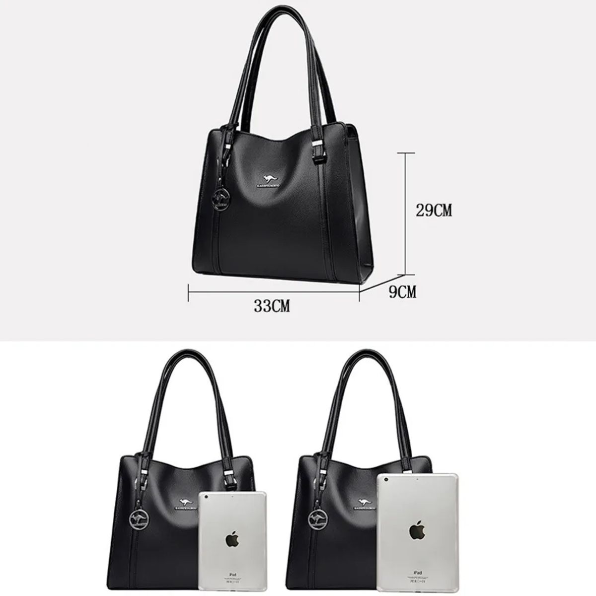 Elegant PU Leather Shoulder Tote with Top Handle Design