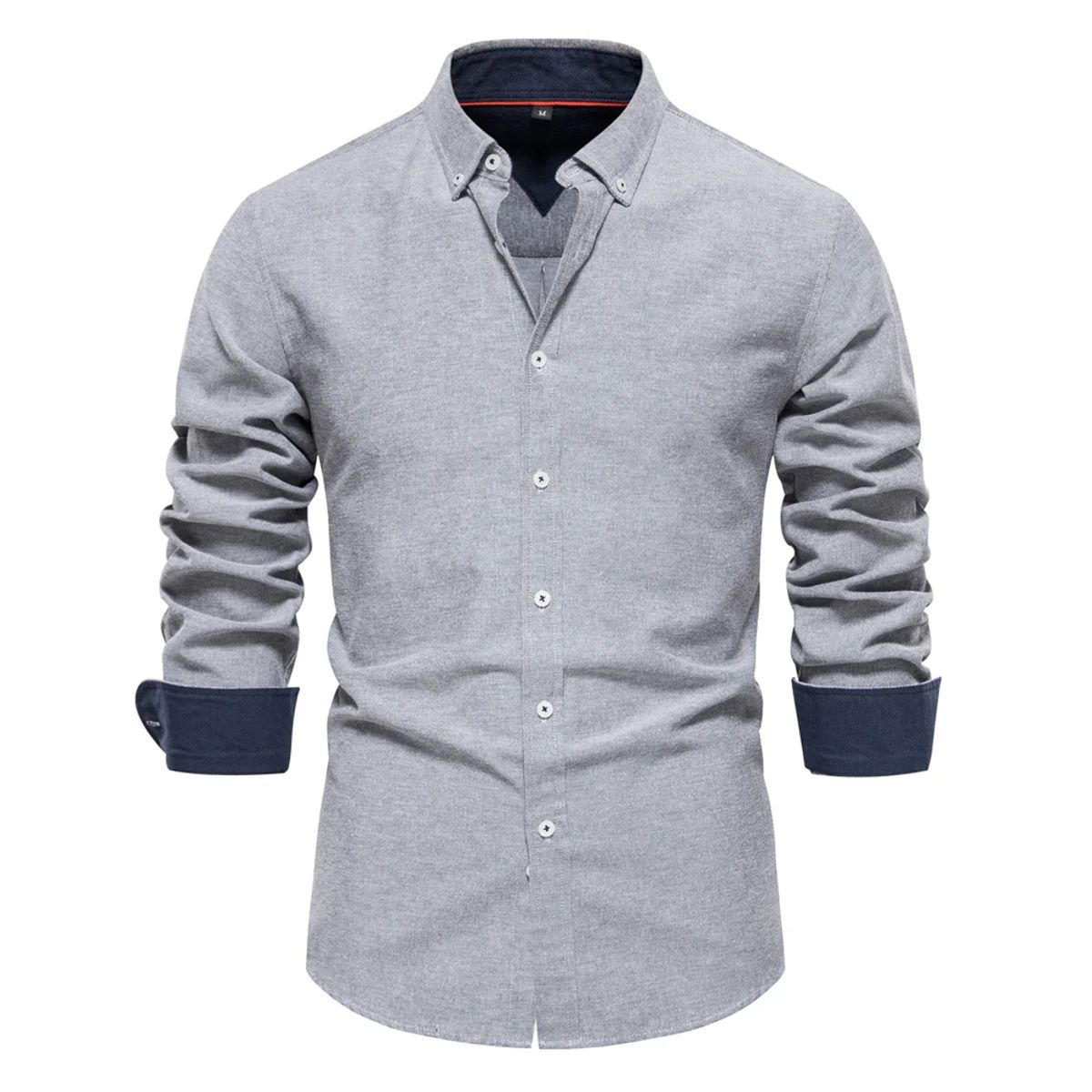 Men's Casual Long Sleeve Oxford Shirt Comfortable Patchwork Design Men's Casual Long Sleeve Oxford Shirt Comfortable Patchwork Design