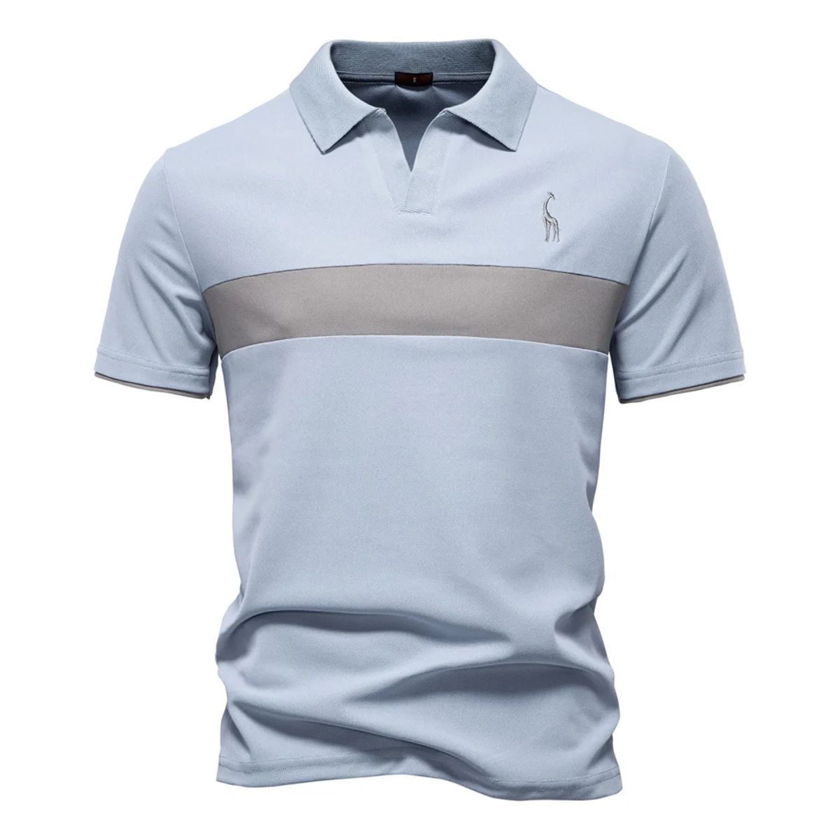 Stylish Men's Striped V-Neck Polo Shirt for Casual Summer Wear