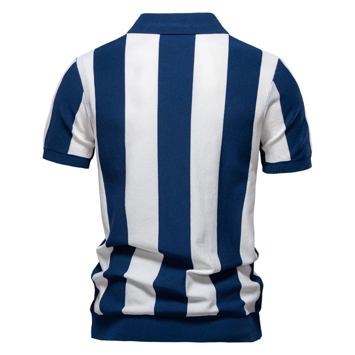 Men's Summer Casual Striped Polo Shirt with Breathable Knit