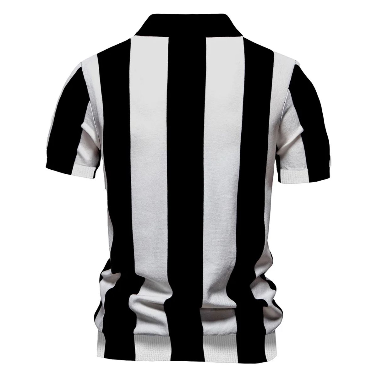 Men's Casual Summer Polo Shirt Striped Breathable Knit Design