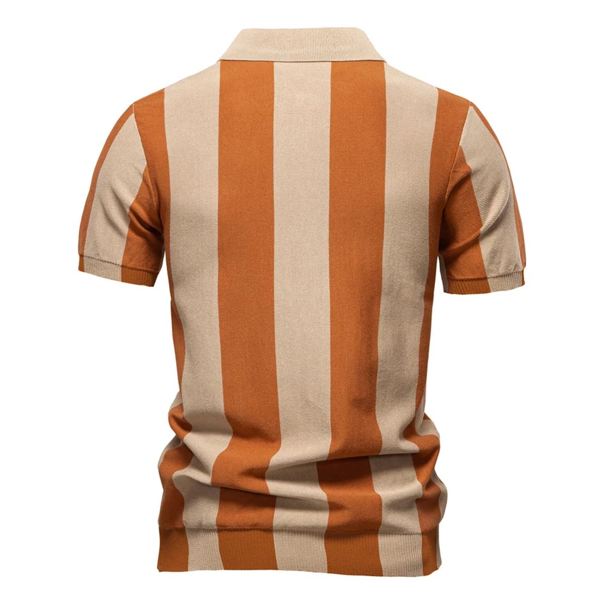 Men's Casual Summer Polo Shirt Striped Breathable Knit Design