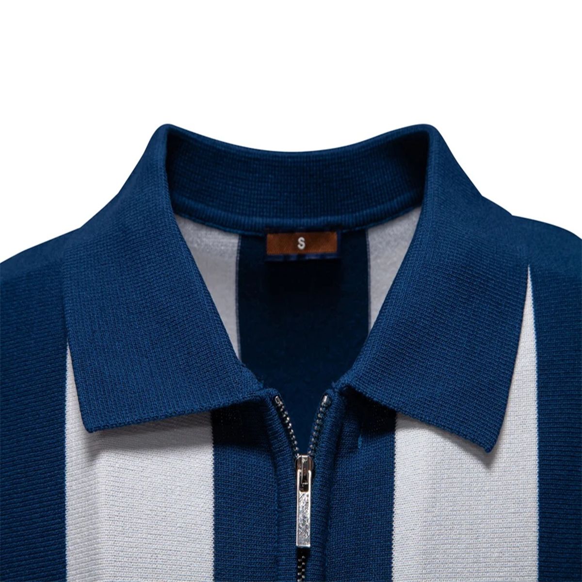 Men's Casual Summer Polo Shirt Striped Breathable Knit Design