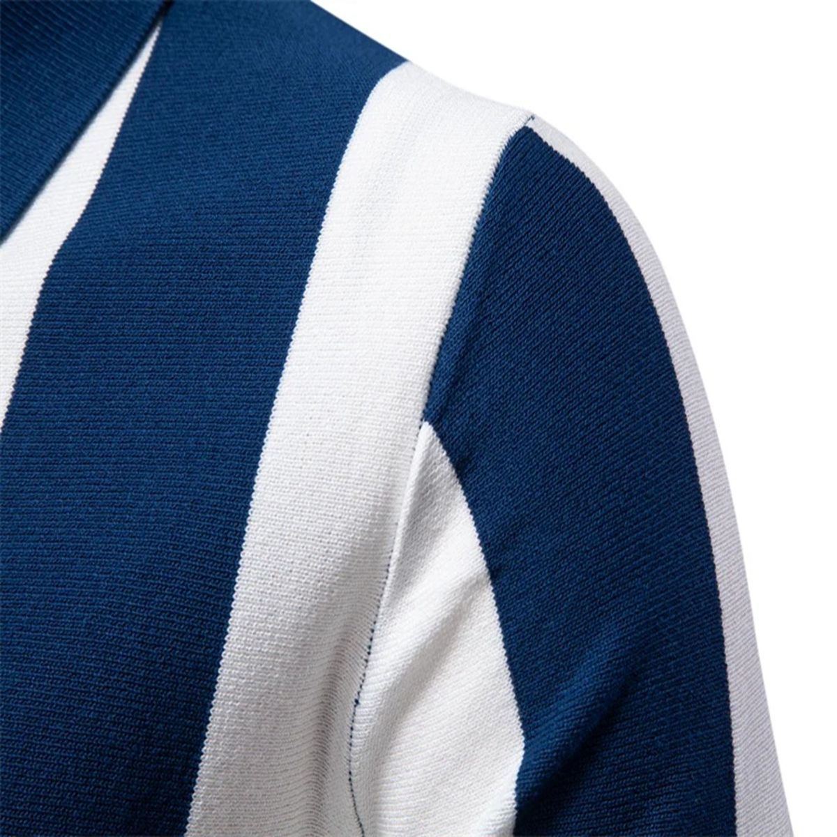 Men's Casual Summer Polo Shirt Striped Breathable Knit Design