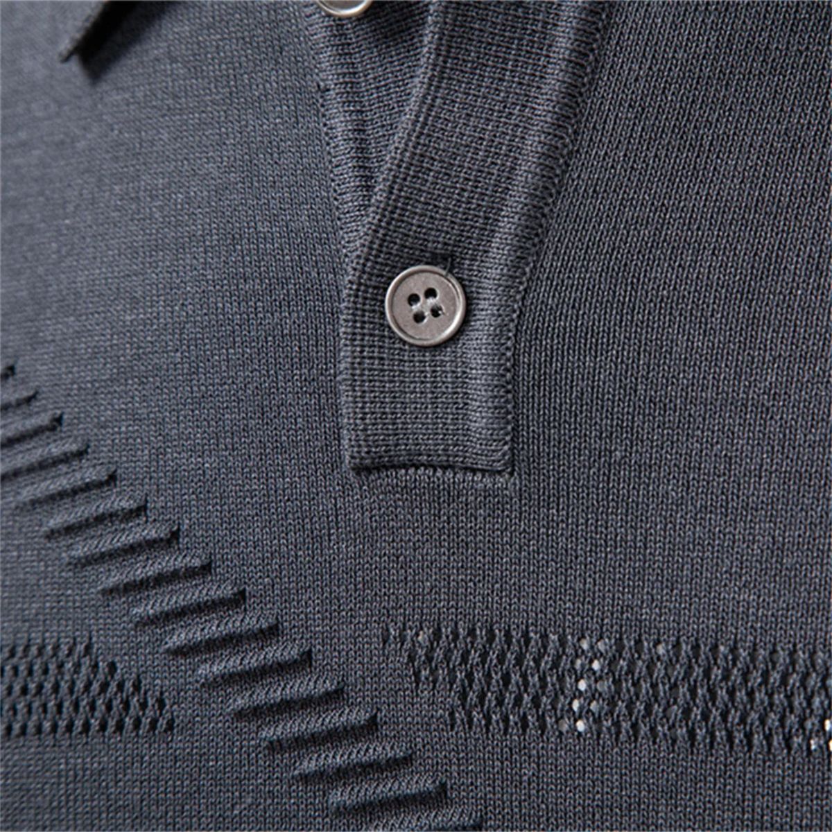 Men’s Long Sleeve Thermal Polo Shirt with Slim Fit Aiopeson - Men's Polo T-Shirts 2