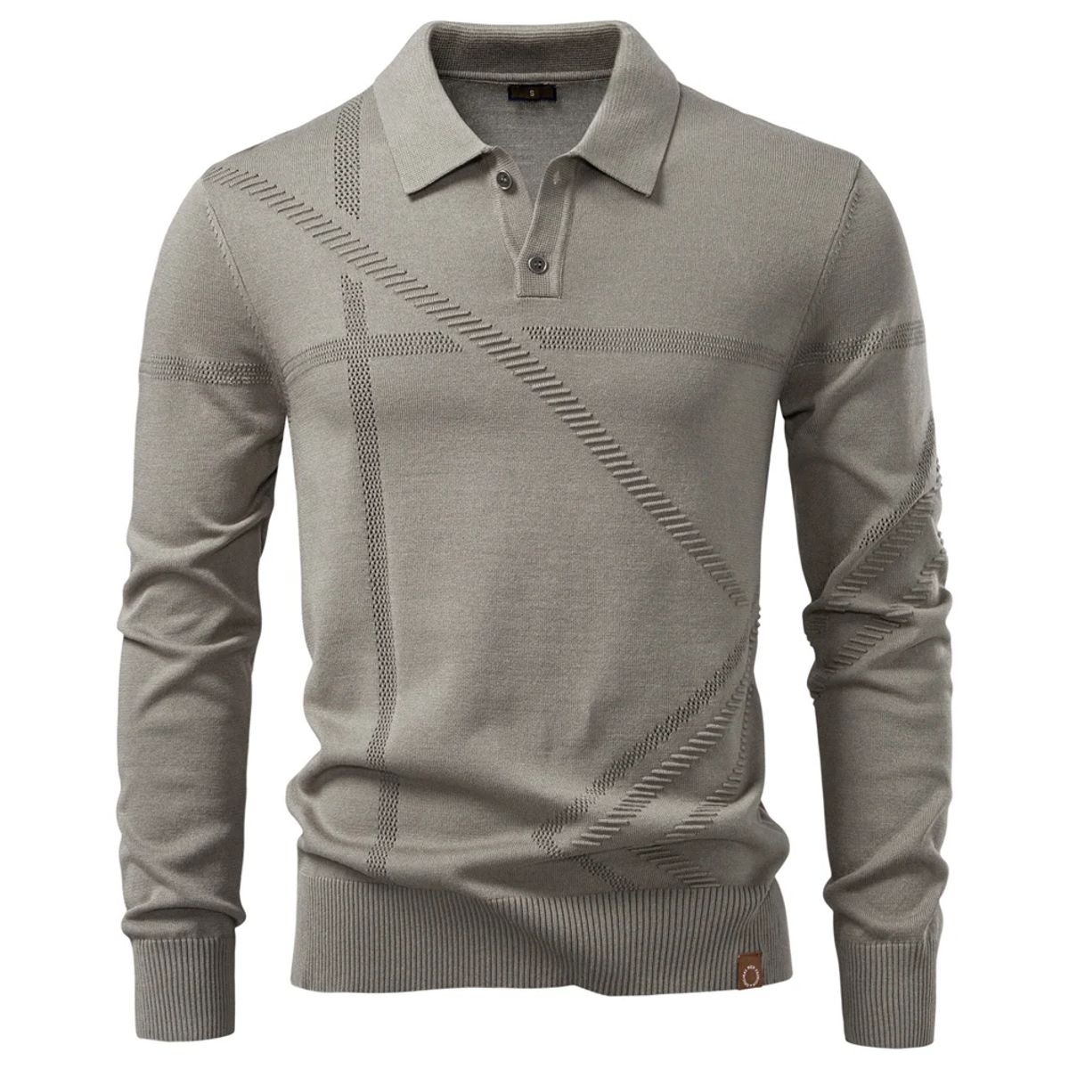 Men’s Long Sleeve Thermal Polo Shirt with Slim Fit Aiopeson - Men's Polo T-Shirts