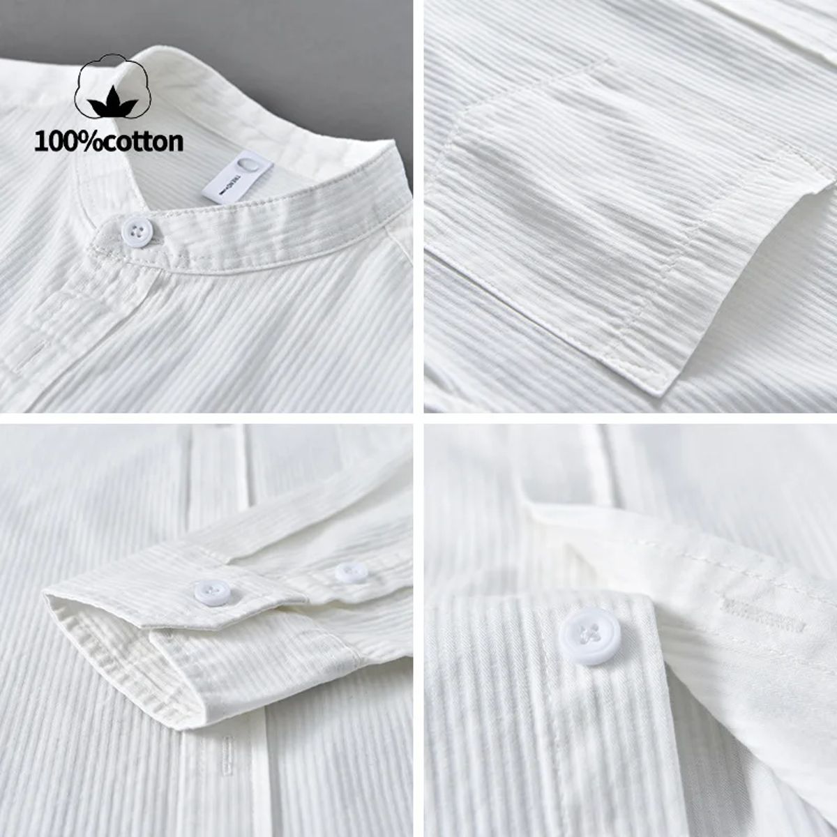 Men’s Breathable Cotton Stand Collar Shirt for Office Wear Men’s Breathable Cotton Stand Collar Shirt for Office Wear