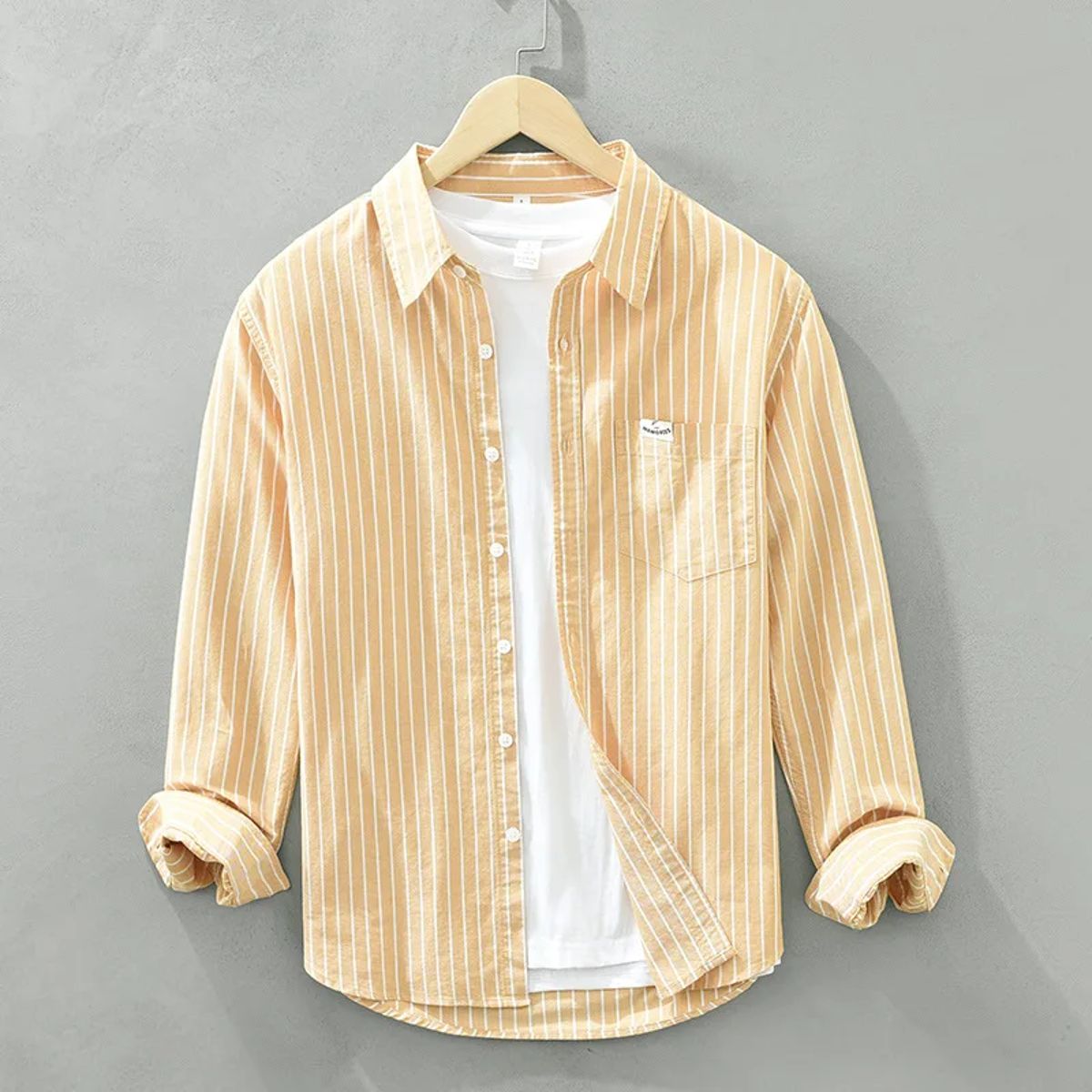 Versatile Striped Cotton Long Sleeve Casual Shirt for Men